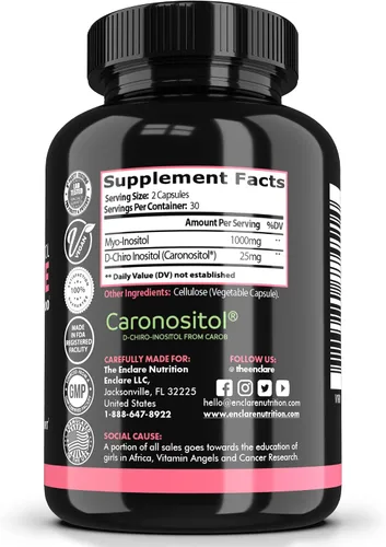 Vista 5 de THE ENCLARE NUTRITION Myo-inositol, D-Chiro Inositol Cápsulas (Proporción óptima 40:1) Fertilidad, suplementos naturales de SOP para mujeres