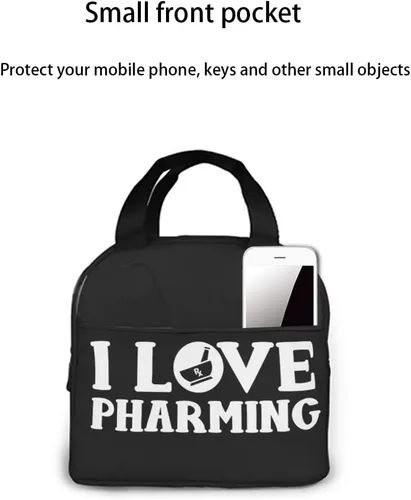 Vista 5 de Funny Pharmacists I Love Pharmacy Technician - Lonchera térmica portátil con bolsillo frontal, reutilizable, a prueba de fugas, para mujeres