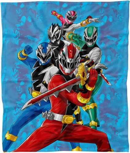 Vista 5 de LOGOVISION Power Rangers: Manta de forro polar de Dino Fury, 36 x 58 pulgadas