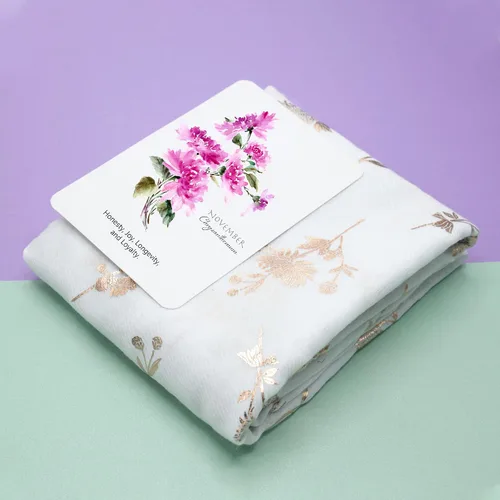 Vista 3 de Bufanda de flores para el mes de nacimiento de crisantemo, chales y envolturas para mujer, ligera, única, regalo de cumpleaños, para mamá, niñas