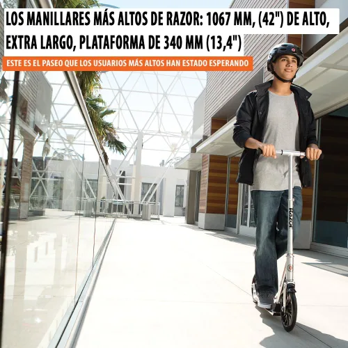Vista 2 de Razor A6 Kick Scooter for Kids Ages 8+ - Extra-Tall Handlebars & Longer Deck, 10" Urethane Wheels, Aluminum Frame, Anti-Rattle Technology, for