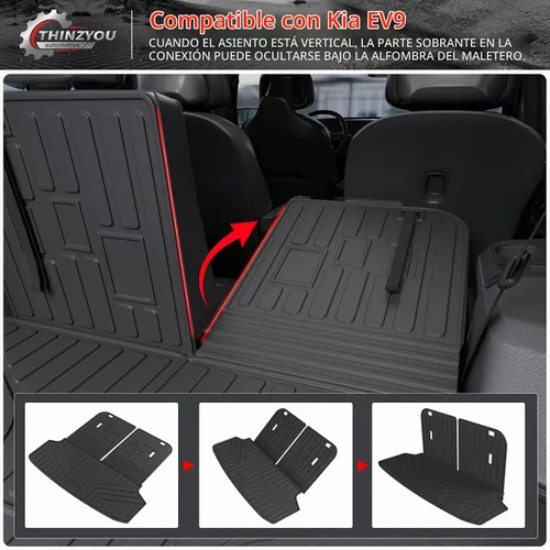 Vista 6 de alfombra de carga para maletero, protector de cubierta de asiento trasero de elastómero termoplástico (alfombra de maletero con alfombra de respaldo)
