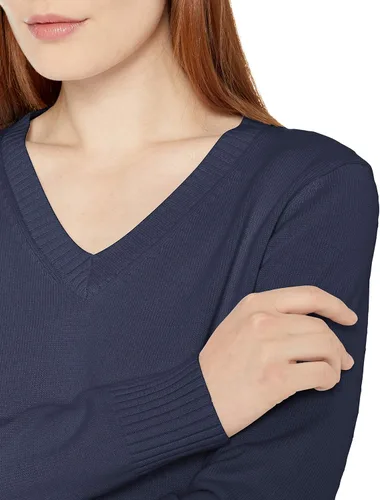 Vista 4 de Suéter Tienda Essentials para mujer, 100% algodón, de manga larga, con cuello en V