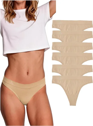 Vista 19 de Balanced Tech Ropa interior que absorbe la humedad para mujer, tangas de entrenamiento sin costuras, de secado rápido, tangas de viaje Paquete de 6