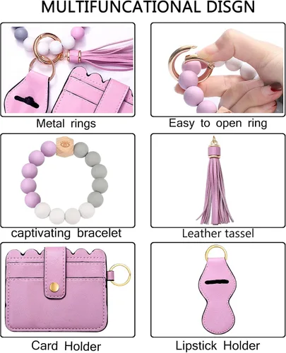 Vista 5 de BVGA Pulsera llavero de pulsera de silicona para mujer