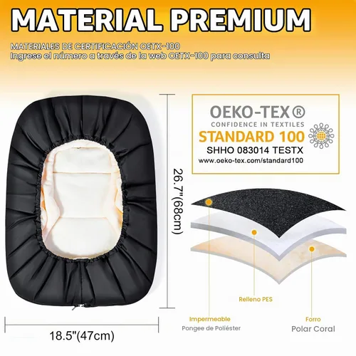 Vista 5 de Fundas de asiento de coche Orzbow para bebés invierno, funda universal para asiento de coche de bebé con cuello ajustable, cubierta impermeable