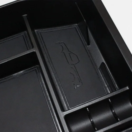 Vista 3 de BestEvMod Caja de almacenamiento, bandeja organizadora de consola central con ribete de cuero vegano compatible con Ford F150 F-150 Lightning Negro