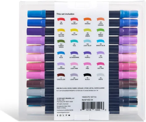 Vista 9 de KINGART Marcadores de pintura acrílica, 24 bolígrafos de doble punta de secado rápido para rocas, telas, madera, vidrio y manualidades. Ideal