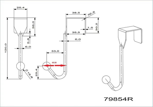 Vista 5 de Richelieu Hardware BP99844140 - Gancho de metal para puerta (1.004 in), cromado
