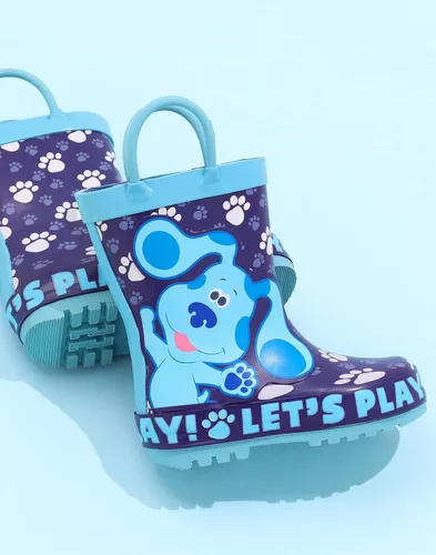Vista 3 de Blue's Clues And You Wellies - Botas de agua para niños y niñas Animated Blue Puppy Lets Play Wellington Botas resistentes al agua Zapatos