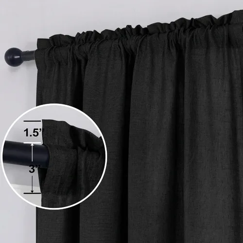 Vista 47 de KOUFALL Juego de 2 cortinas de puerta francesa, cortinas de lino para puerta/ventana, cortina transparente boho para cristal lateral delantero