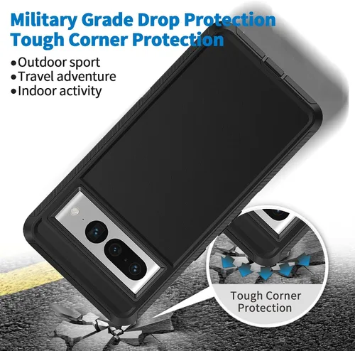 Vista 6 de Defender Funda para Google Pixel 7 Pro 5G, resistente a prueba de golpes, a prueba de polvo, 3 en 1, funda protectora resistente para Pixel 7 Pro 5G