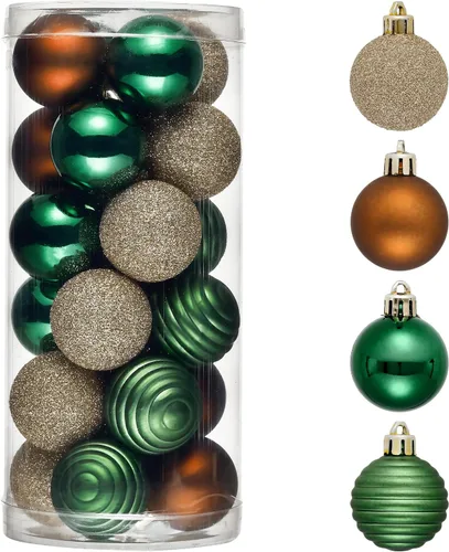 Vista 11 de Valery Madelyn Small Christmas Tree Decorations Ball Ornaments 24ct 1.57" Oro rojo