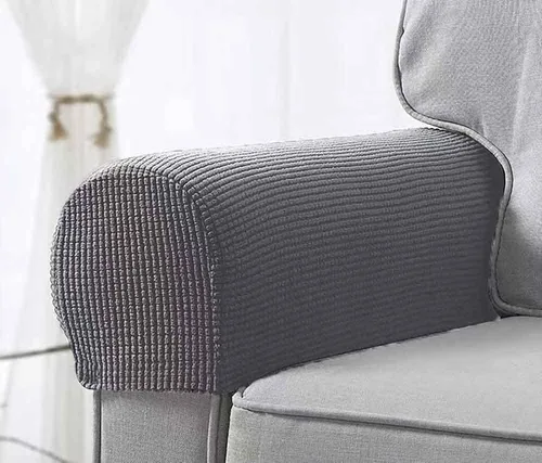 Vista 11 de Fundas elásticas para reposabrazos para sillas y sofás, fundas para reposabrazos de sofá de elastano jacquard, protector de muebles antideslizante