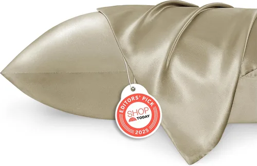 Vista 30 de Bedsure Paquete de 2 fundas de almohada de satén similares a las fundas de almohada de seda tamaño estándar, funda de almohada para mujeres que