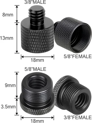 Vista 4 de ChromLives Adaptador de soporte de micrófono 3/8 hembra a 5/8 macho y adaptador de tornillo de rosca 5/8 hembra a 3/8 macho para soporte