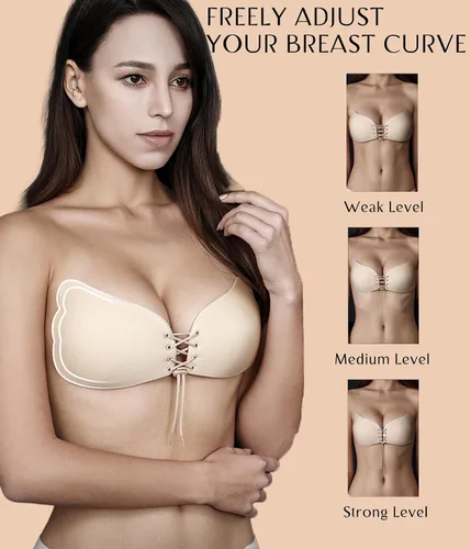 Vista 5 de Brasier push-up adhesivo sin tirantes, sin espalda, 2 pares, brasier invisible