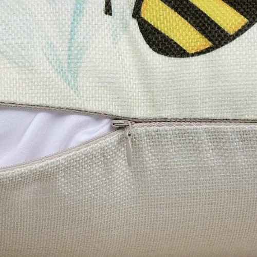 Vista 6 de Bonhause Juego de 4 fundas de almohada de 18 x 18 pulgadas con diseño de abeja de verano, diseño de gnomo de girasol, color amarillo miel, fundas