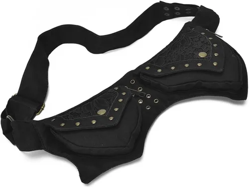 Vista 7 de KPYWZER Riñonera para mujer Riñonera Renaissance Faire Hip Bum Bag, 01-Negro, Renacimiento