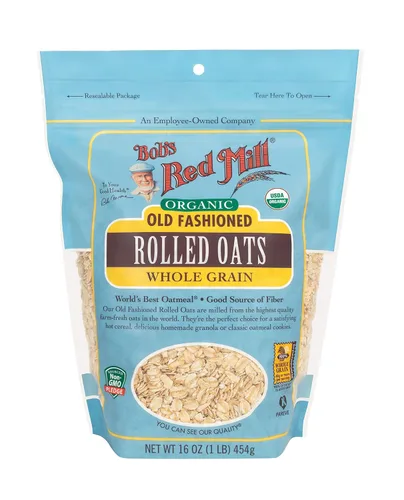 Vista 3 de Bob's Red Mill Avena enrollada orgánica a la antigua, 16 onzas (paquete de 4), sin OMG, grano entero, vegano, kosher
