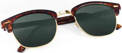 Vista 20 de KALIYADI Gafas de sol polarizadas para hombres y mujeres, marco semi sin montura, para conducir con bloqueo UV A01-(1 Pack) Tortuga Mate G15
