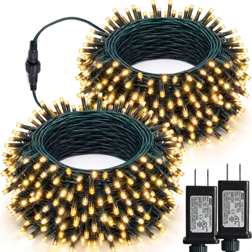 Vista 19 de Luces de Navidad, 1000 luces LED de 328 pies para árbol de Navidad enchufables con 8 modos, control remoto, tira de luces de Navidad impermeables