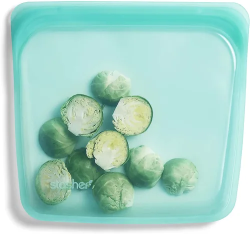 Vista 5 de Stasher Bolsas de almacenamiento de silicona reutilizables, contenedores de almacenamiento de alimentos, aptos para microondas y lavavajillas, sin