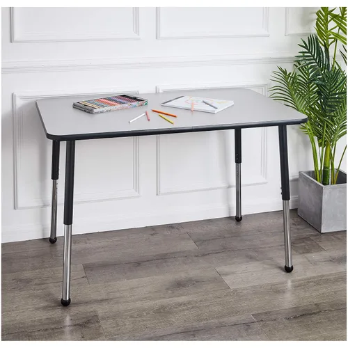 Vista 2 de Amazon Basics Mesa de actividades rectangular ajustable para el aula, escritorio de escritura, altura ajustable de 19-30 pulgadas, parte superior