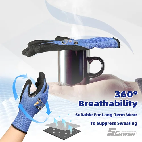 Vista 3 de Schwer A4 AIR-SKIN - Guantes de trabajo resistentes a los cortes con extremadamente ligeros y delgados, guantes de agarre para pesca, trabajo