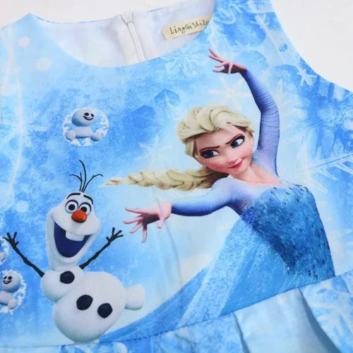 Vista 3 de WYYXXT Vestido de princesa para niñas, vestido casual con estampado de dibujos animados para niñas