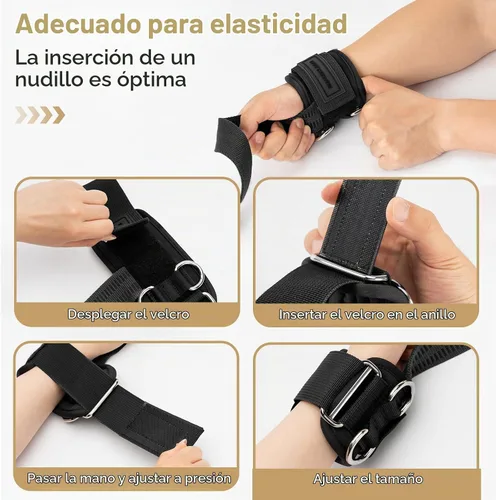 Vista 3 de MANUEKLEAR - Correas de muñeca antideslizantes para levantamiento de pesas, correas de levantamiento de pesas con anillos en D para entrenamiento
