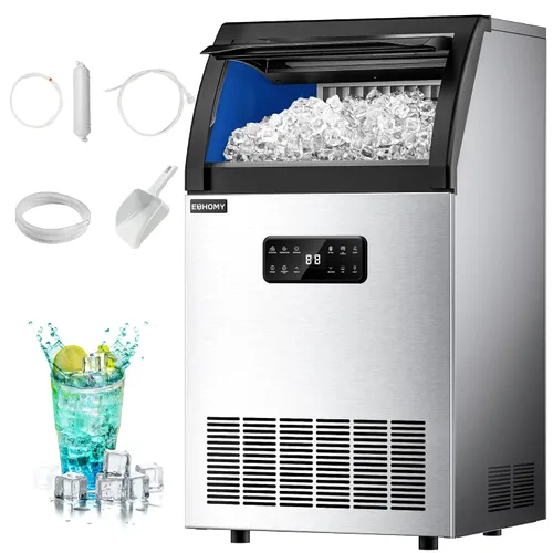 Vista 11 de EUHOMY Máquina comercial para hacer hielo, 85 libras/24 horas, 36 cubitos de hielo en 8-12 minutos, máquina de hielo debajo del mostrador con filtro