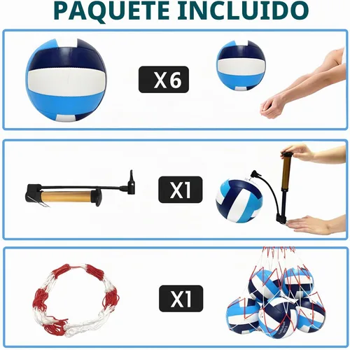 Vista 2 de Official Size 5 Volleyball Balls, Waterproof Soft Bulk Recreational Volley Balls with Pump and Net Bag for Beach Pool Sand Training for Beginner