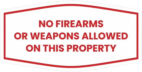 Vista 15 de Fancy No Firearms or Weapons On This Property Sign (Negro/Plata) - Mediano