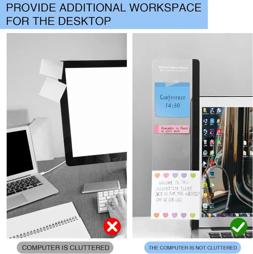 Vista 5 de Accesorios de escritorio de oficina, 2 unidades, multifunción, tablero de notas para monitor de computadora, suministros de oficina para mujeres