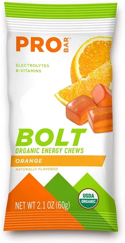 Vista 2 de Probar Bolt Organic Energy - Masticables de naranja y frambuesa, seis de cada sabor, caja de 12