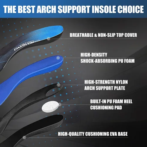 Vista 3 de Plantillas para fascitis plantar para hombres y mujeres, insertos ortopédicos resistentes con soporte de arco para alivio de la fascitis plantar