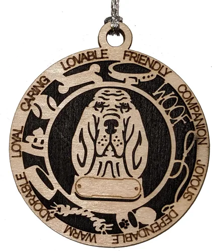 Vista 98 de Adorno de Navidad personalizado para perro Cavalier King Charles Spaniel, redondo de 3 pulgadas, madera cortada con láser de 2 capas, nombre y texto