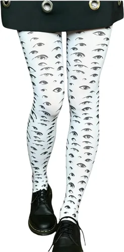 Vista 19 de RICHTRUE Whimsy Twee Funky - Mallas estampadas para mujeres, adolescentes y niñas, Emo Goth Cool 2000s Fun Printed Tights Y2k Grunge Alt Clothes