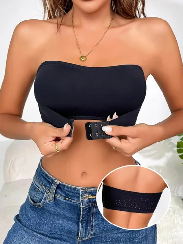 Vista 3 de GORGLITTER Sujetador bandeau sin tirantes con gancho y ojal para mujer