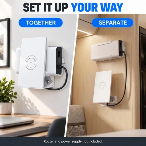 Vista 10 de XLTTYWL® Soporte de pared 2 en 1 para enrutador Starlink V5 y fuente de Blanco