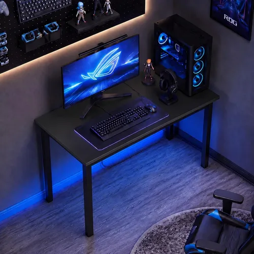Vista 5 de Escritorio para computadora para espacio pequeño, moderno y simple, escritorio para computadora portátil, escritorio de estudio para oficina en Negro