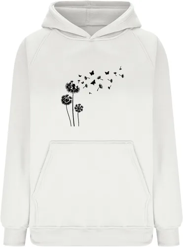 Vista 2 de Sudadera con capucha gráfica para mujer, diseño de diente de león, ajuste holgado, manga larga, estampado de moda, con bolsillos
