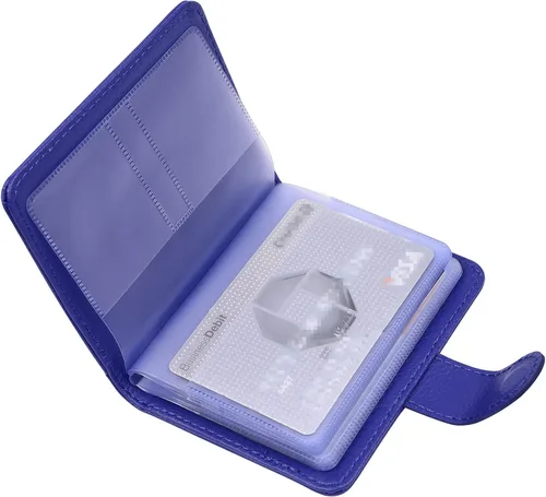 Vista 12 de Wisdompro Soporte para tarjetas de crédito, cartera delgada de cuero con bloqueo RFID, protector organizador de tarjetas de débito