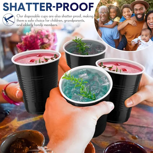 Vista 4 de Zopeal 200 vasos de plástico a granel desechables de 18 onzas, vasos de plástico duro para bodas, fiestas, copas de vino, bebidas elegantes, bebidas