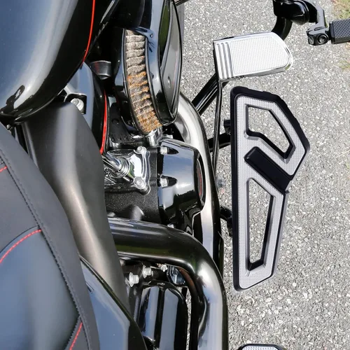 Vista 9 de TCMT Estriberas delanteras del conductor con plataforma y clavijas para Harley Touring 2000-2025 Softail 2000-2017 Trike 2009-2013 FLD 2012-2016