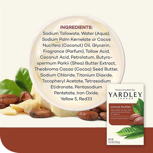 Vista 6 de Yardley Barra hidratante de manteca de cacao 4.0 oz (paquete de 6)