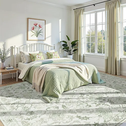 Vista 9 de Alfombra de área pequeña de 2 x 3 pulgadas, color beige, para entrada, baño, cocina, antideslizante, de pelo bajo, lavable, moderna alfombra bohemia
