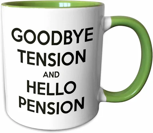 Vista 8 de 3dRose Goodbye Tension and Hello Pension - Taza de dos tonos, color blanco y negro, 11 onzas, multicolor