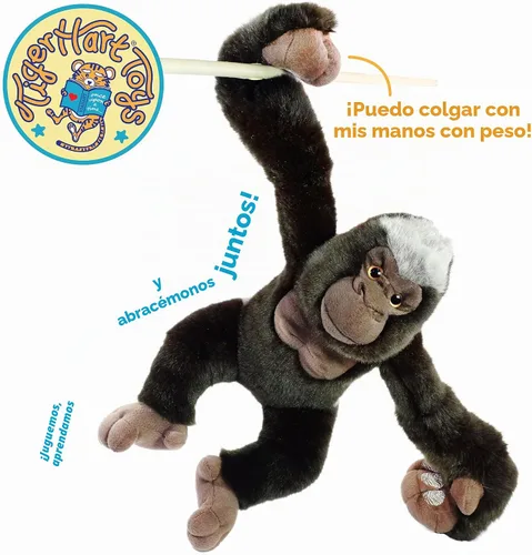 Vista 5 de TigerHart Geraldo The Gorilla - Mono de peluche de 14 pulgadas (con brazos colgantes extendidos)